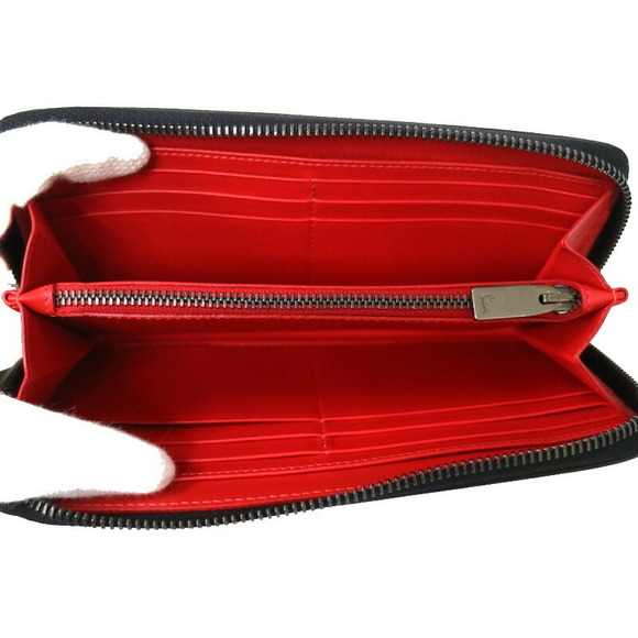Christian Louboutin Zip Around Leather Wallet Black Red Long - Picture 5 of 8